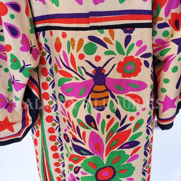 GUCCI COAT PARADISE PRINT LINEN BLEND KIMONO LONG JACKET sz IT 42 US 6 - Picture 9 of 13